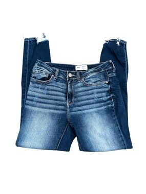 BKE Stella Mid Rise Skinny Jeans Dark Wash Raw Hem Size 28